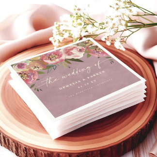 Ophelia Cottagecore Dusty Pink Floral Wedding Serviette