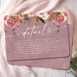 Ophelia Cottagecore Dusty Pink Wedding Details Begleitkarte