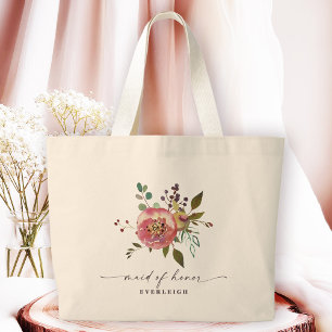 Ophelia Cottagecore Rosa Florale Brautjungfer Jumbo Stoffbeutel