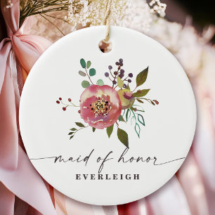 Ophelia Cottagecore Rosa Florale Brautjungfer Keramik Ornament