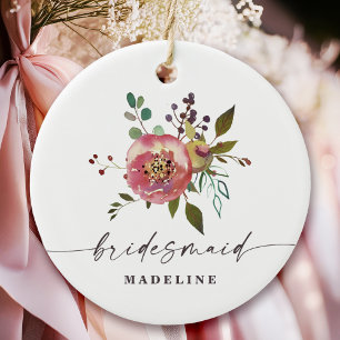 Ophelia Cottagecore Staubiges Rosa Florales Brautj Keramik Ornament