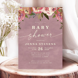 Ophelia Cottagecore Staubrosa Florale Babyparty Einladung
