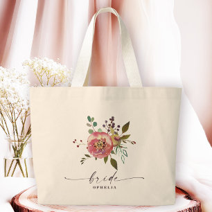 Ophelia Cottagecore Staubrosa Florale Braut Jumbo Stoffbeutel