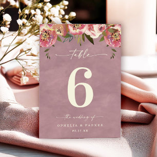Ophelia Cottagecore Staubrosa Florale Hochzeit Tischnummer