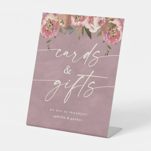 Ophelia Dusty Pink Blumenkarten und Geschenke Hoch Sockelschild (Vorderseite)