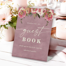 Ophelia Dusty Pink Floral Guest Book Wedding