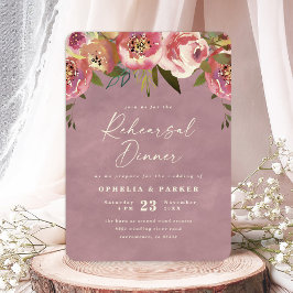 Ophelia Dusty Pink Floral Hochzeitsessen Probe Din Einladung