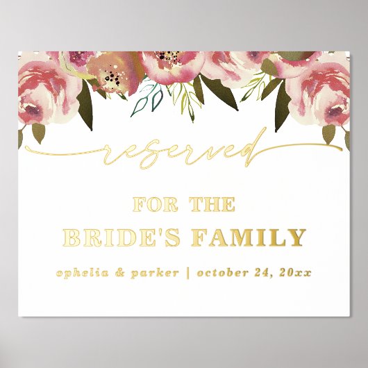 Ophelia Elegant Real Foil Reserviert Hochzeitszeic Foliendrucke (Vorderseite)