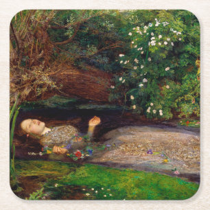 Ophelia, John Everett Millais, 1851-1852 Rechteckiger Pappuntersetzer