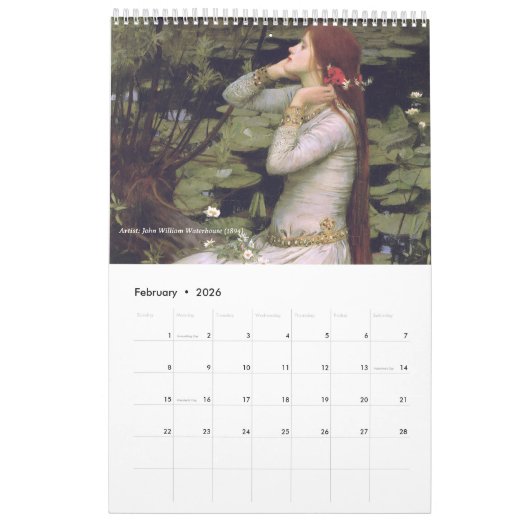 Ophelia Klassischer Kunstkalender Kalender (Feb 2026)