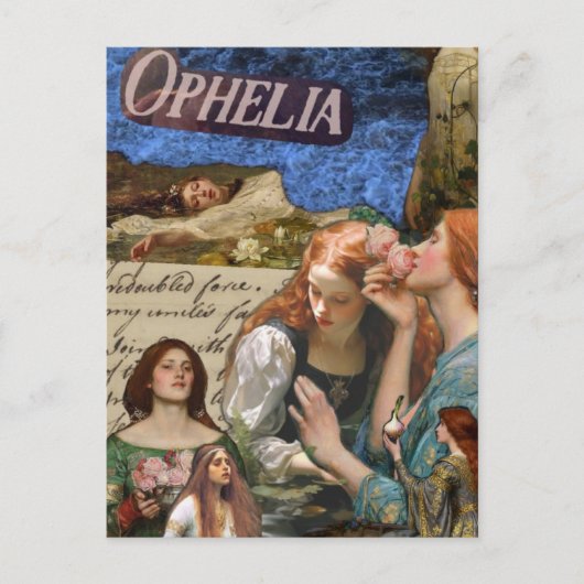 Ophelia Mixed Media Collage Postkarte (Vorderseite)
