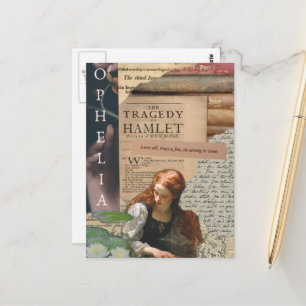 Ophelia Mixed Media Collage zerrissene Papiere Postkarte
