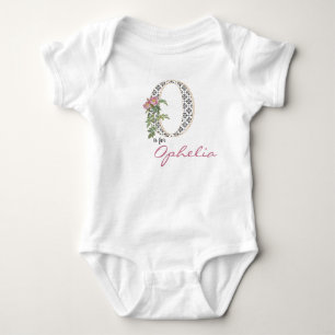 Ophelia Name Reveal Blumenbrief O Girl-Blume Baby Strampler