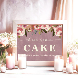 Ophelia Pink Floral haben ein paar Kuchen Hochzeit Poster