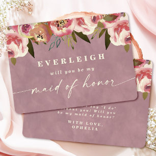 Ophelia Pink Florale Ehrenjungfer-Antragskarte