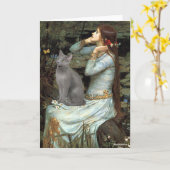 Ophelia - Russische Blaue Katze Karte (Gelbe Blume)