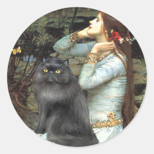 Ophelia - schwarze Perserkatze Runder Aufkleber