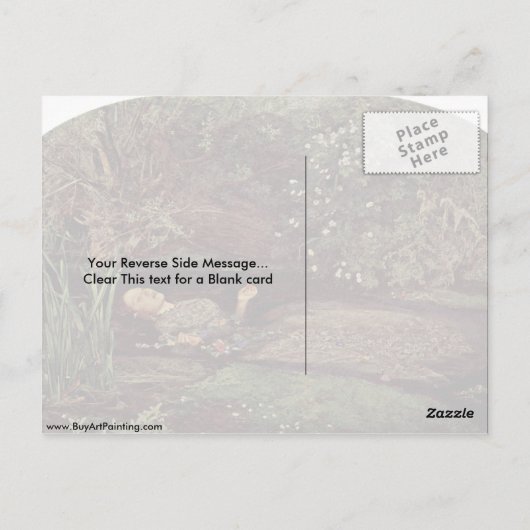 Ophelia von John Everett Millais Postkarte (Rückseite)