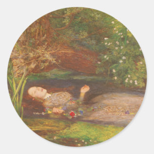 Ophelia von Millais, Vintage viktorianische feine  Runder Aufkleber