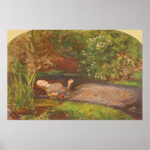 Ophelia von Millais, Vintage Viktorianische Kunst Poster
