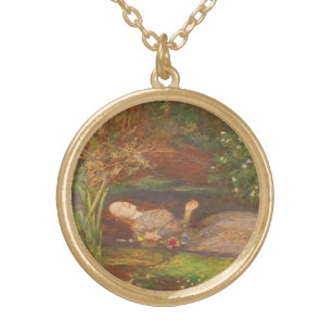 Ophelia von Millais, Vintage Viktorianische Kunst Vergoldete Kette