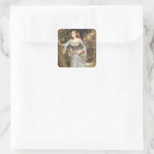 Ophelie mit Bouquet Quadratischer Aufkleber (Tasche)