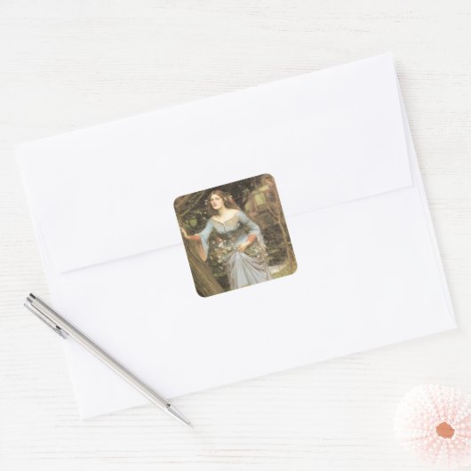 Ophelie mit Bouquet Quadratischer Aufkleber (Umschlag)