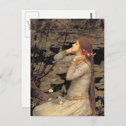 Ophelie mit Streaming Rotes Haar Postkarte (Vorne/Hinten)