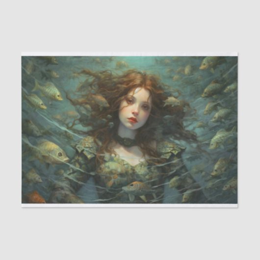 Ophelie sinkt mit dem Fisch Seidenpapier (Vorderseite)