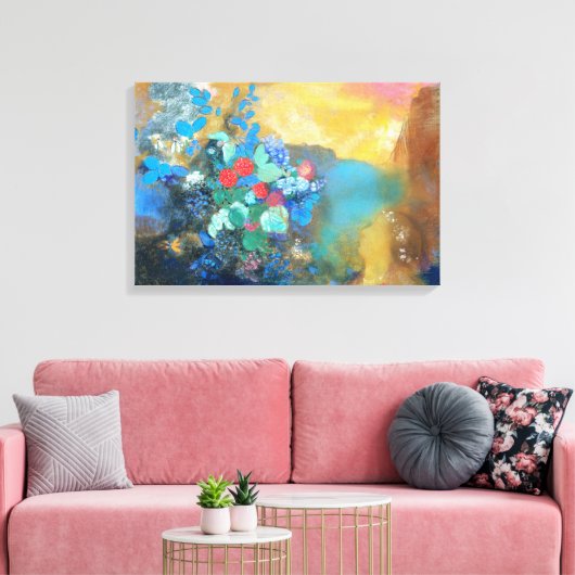 Ophelie Zu den Blume | Odilon Redon Leinwanddruck (Insitu (Wohnzimmer))