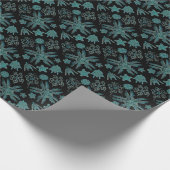 Ophiodee in Blau auf Schwarz Geschenkpapier (Ecke)