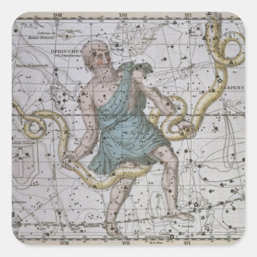 Ophiuchus oder Serpentarius, aus "A Celestial Atla Quadratischer Aufkleber (Vorderseite)