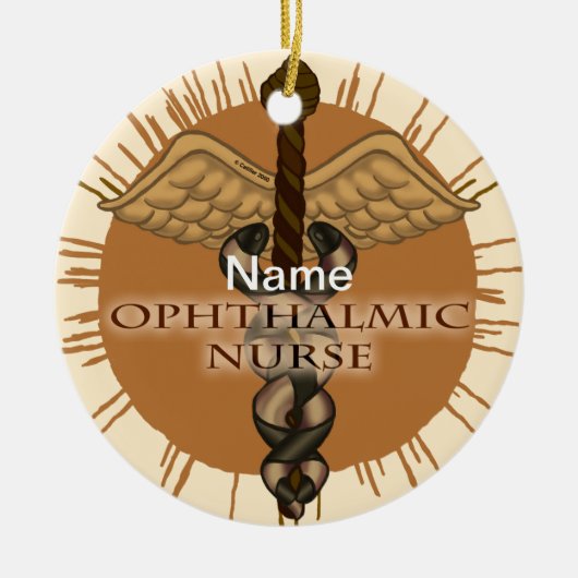 Ophthalmische Krankenversorgung Caduceus Keramik Ornament (Vorne)
