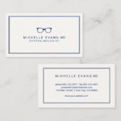 Ophthalmologe Navy Blue und Ivory Eyeglasses Visitenkarte (Vorne/Hinten)