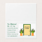 Ophthalmologe Optometristin Cartoon Ernennung Visitenkarten (Außenseite Aufgefaltet)