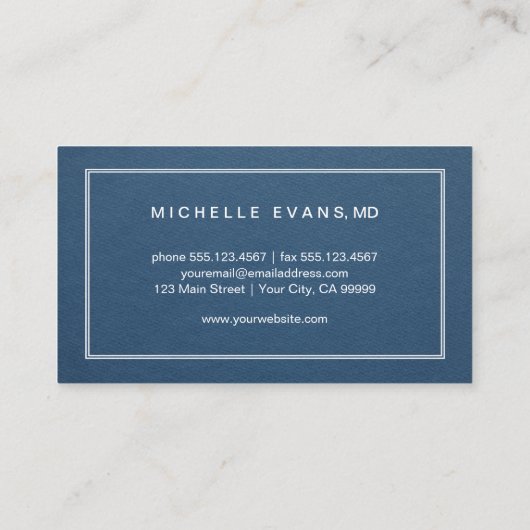 Ophthalmologin Navy Blue and White Eyeglasses Visitenkarte (Rückseite)
