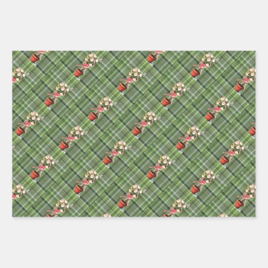 opiary & kariert Wrapping Paper Flat Sheet Set 3 Geschenkpapier Set (Vorderseite 3)