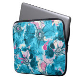 OPink und blau chaotisch abstrakte Blume Muster Laptopschutzhülle (Vorderseite Links)