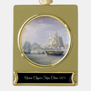 Opium Clipper Ships 1824 Banner-Ornament Gold