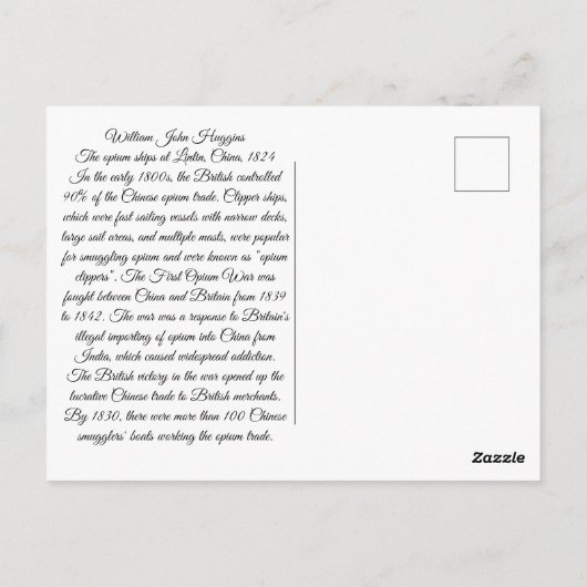 Opium Clipper Ships 1824 Postkarte (Rückseite)