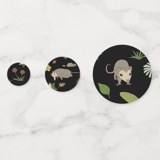 Opossum auf einem Berry-Feld in Schwarz Konfetti (Rückseiten)