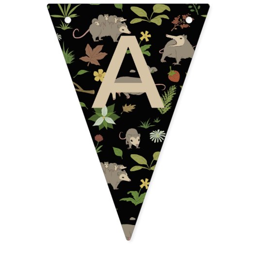 Opossum auf einem Berry-Feld in Schwarz Wimpelkette (Dritte Fahne)