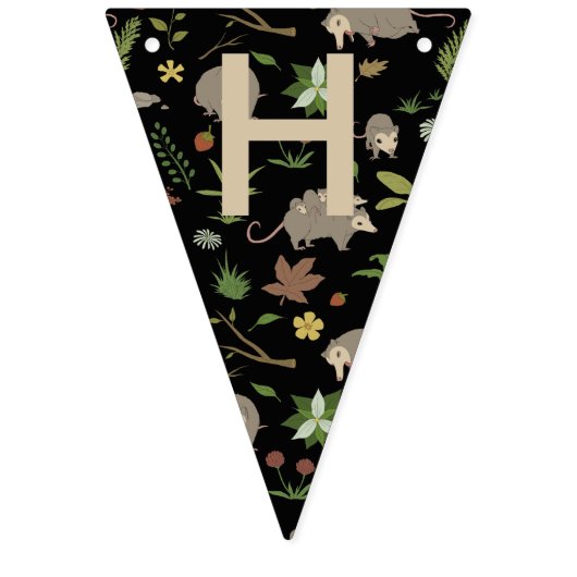 Opossum auf einem Berry-Feld in Schwarz Wimpelkette (Zweite Fahne)