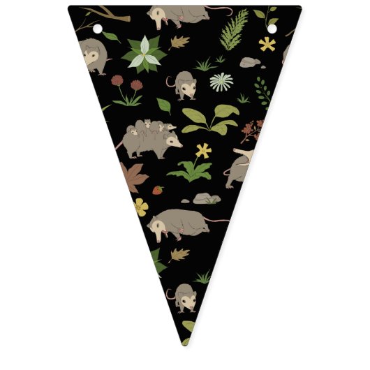 Opossum auf einem Berry-Feld in Schwarz Wimpelkette (Erste Fahne)