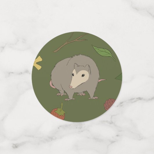 Opossum auf einem Berry Field in Green Konfetti (Klein Vorderseite)