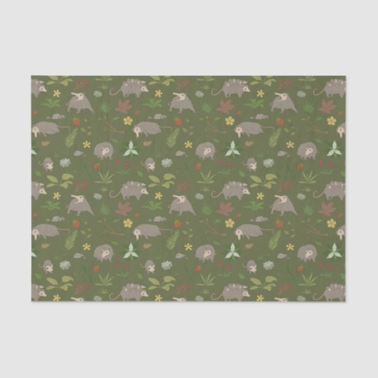 Opossum auf einem Berry Field in Green Seidenpapier (Vorderseite)