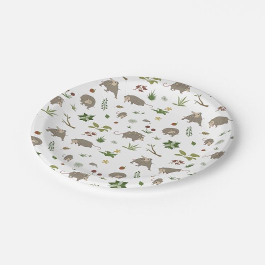 Opossum auf einem weißen Feld in Berry Pappteller (Schrägansicht)