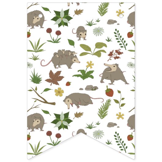 Opossum auf einem weißen Feld in Berry Wimpelkette (Erste Fahne)