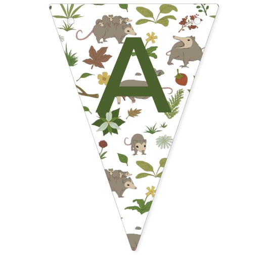 Opossum auf einem weißen Feld in Berry Wimpelkette (Dritte Fahne)