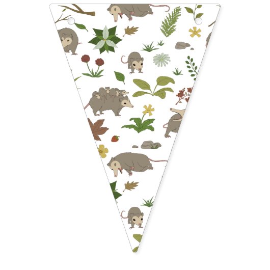 Opossum auf einem weißen Feld in Berry Wimpelkette (Erste Fahne)